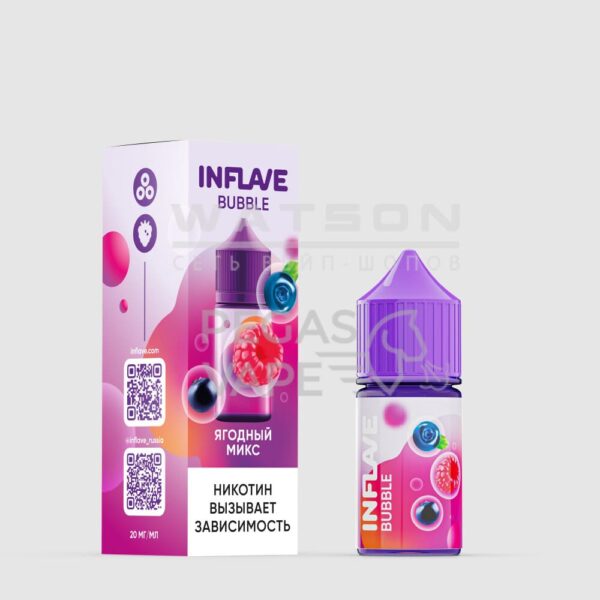 Жидкость INFLAVE BUBBLE (Ягодный микс) 30 мл 2% (20 мг/мл) Жидкость INFLAVE BUBBLE (Ягодный микс) 30 мл 2% (20 мг/мл)