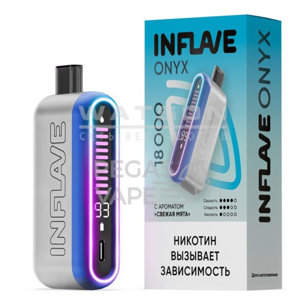 Электронная сигарета INFLAVE ONYX 18000 (Свежая мята) Электронная сигарета INFLAVE ONYX 18000 (Свежая мята)
