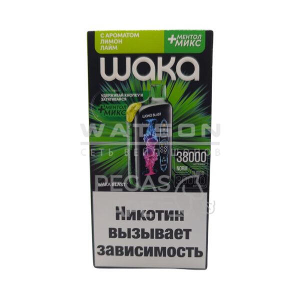 Электронная сигарета WAKA BLAST 38000 (Лимон Лайм - Ментол микс) Электронная сигарета WAKA BLAST 38000 (Лимон Лайм - Ментол микс)