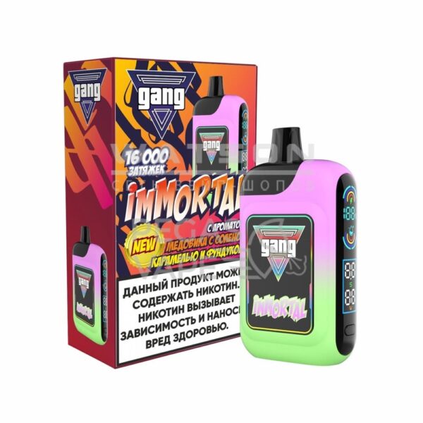 Электронная сигарета GANG IMMORTAL 16000 (Медовик с соленой карамелью и фундуком) Электронная сигарета GANG IMMORTAL 16000 (Медовик с соленой карамелью и фундуком)