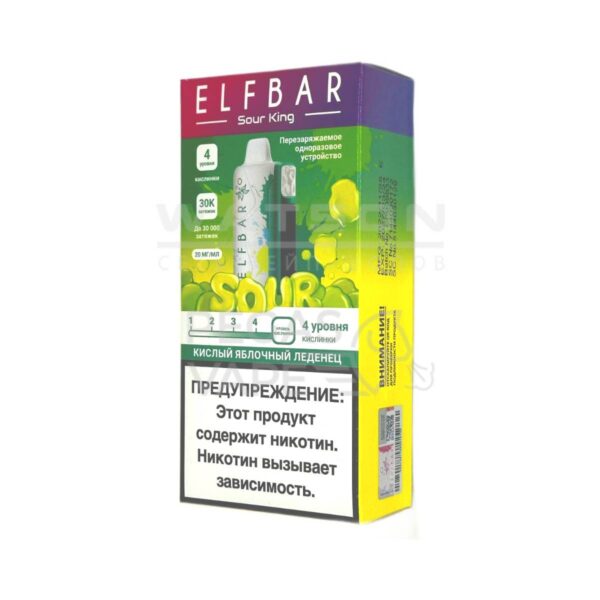 Электронная сигарета Elf Bar Sour King 30000 (Кислый яблочный леденец) Электронная сигарета Elf Bar Sour King 30000 (Кислый яблочный леденец)