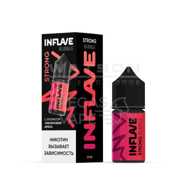Жидкость INFLAVE BUBBLE STRONG (Малиновый арбуз) 30 мл 2% (20 мг/мл) Strong Жидкость INFLAVE BUBBLE STRONG (Малиновый арбуз) 30 мл 2% (20 мг/мл) Strong