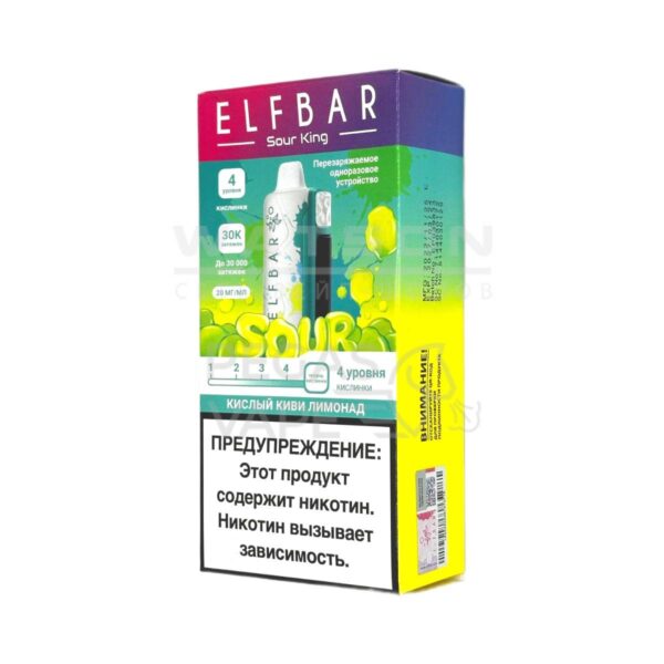 Электронная сигарета Elf Bar Sour King 30000 (Кислый киви лимонад) Электронная сигарета Elf Bar Sour King 30000 (Кислый киви лимонад)