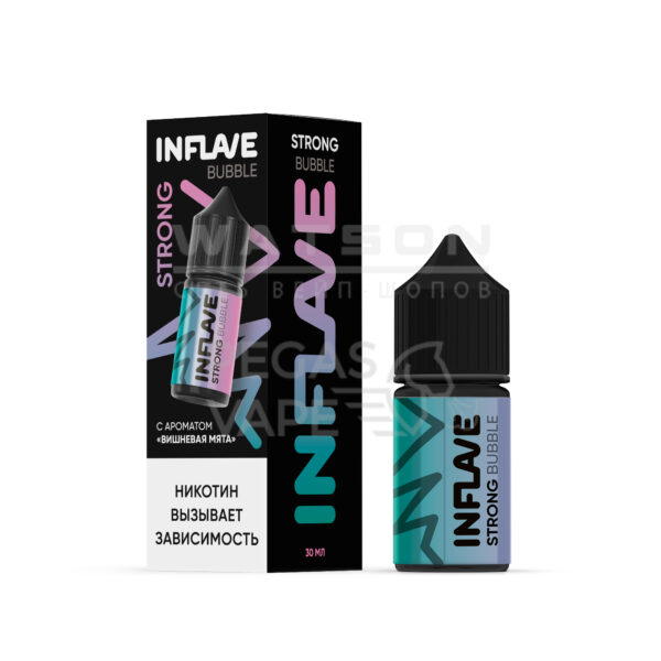 Жидкость INFLAVE BUBBLE STRONG (Вишневая мята) 30 мл 2% (20 мг/мл) Strong Жидкость INFLAVE BUBBLE STRONG (Вишневая мята) 30 мл 2% (20 мг/мл) Strong