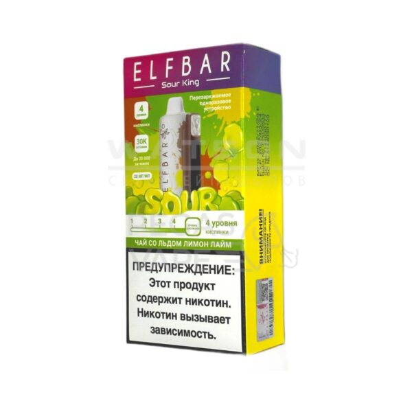 Электронная сигарета Elf Bar Sour King 30000 (Чай со льдом лимон лайм) Электронная сигарета Elf Bar Sour King 30000 (Чай со льдом лимон лайм)