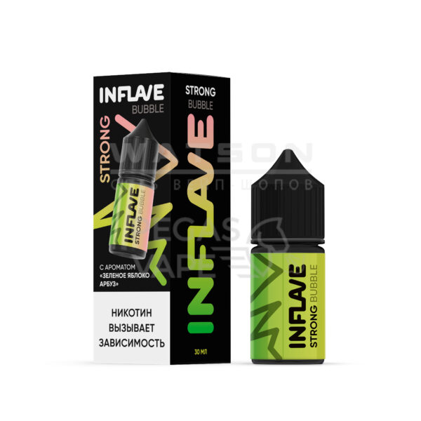 Жидкость INFLAVE BUBBLE STRONG (Зеленое яблоко арбуз) 30 мл 2% (20 мг/мл) Strong Жидкость INFLAVE BUBBLE STRONG (Зеленое яблоко арбуз) 30 мл 2% (20 мг/мл) Strong