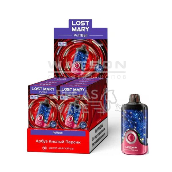 Электронная сигарета Lost Mary PuffBall 30000 (Арбуз кислый персик) Электронная сигарета Lost Mary PuffBall 30000 (Арбуз кислый персик)
